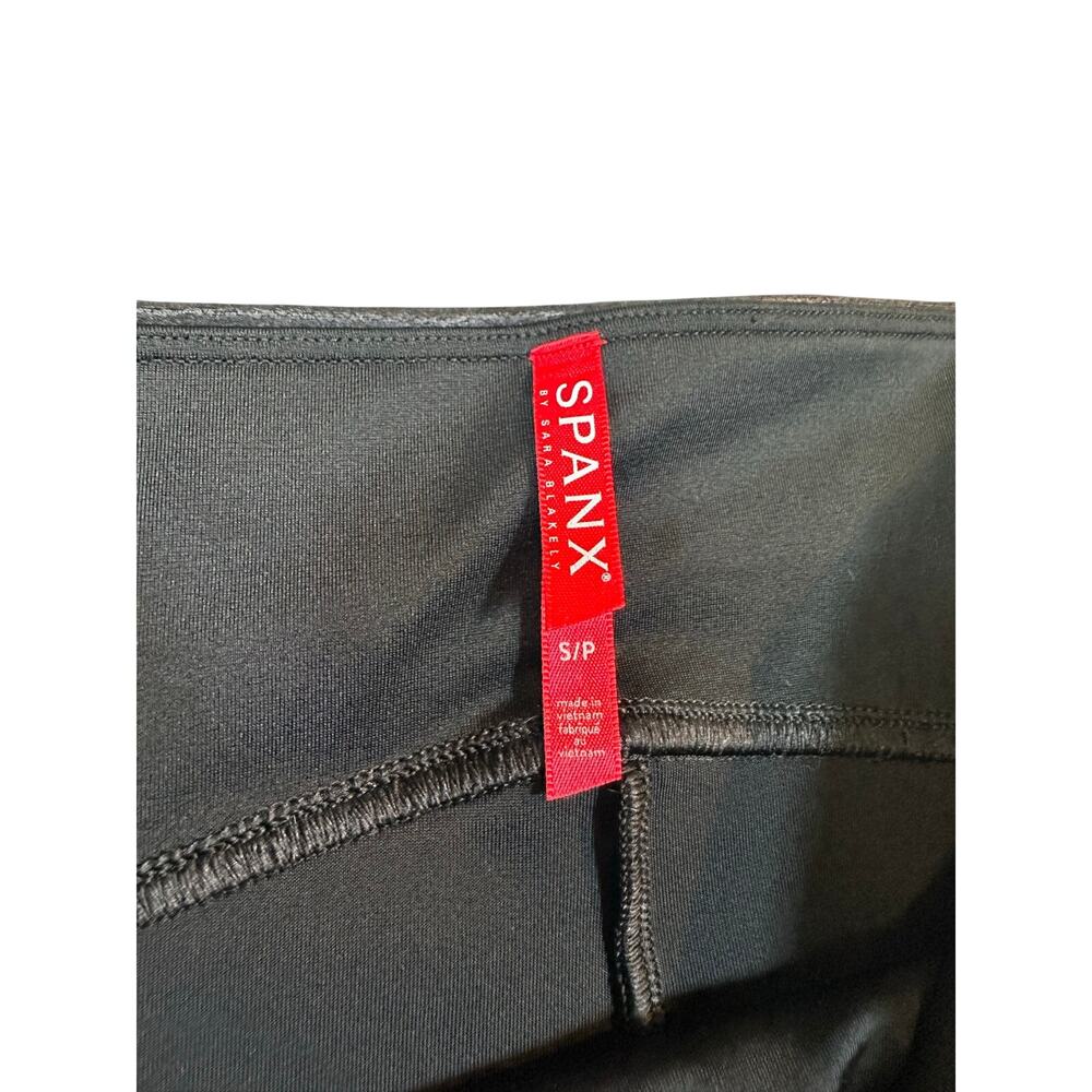 SPANX Faux Leather Moto Leggings Black Quilted High Rise Women's S/P Small - Picture 7 of 11